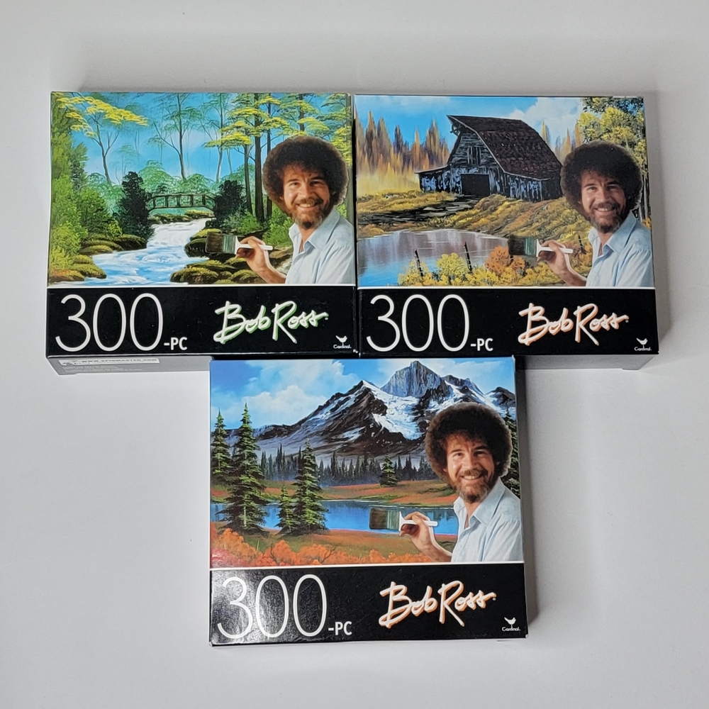 Bob Ross 300 PC Cardinal Jigsaw Puzzle Set (Bundle)